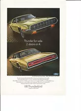 1968 Ford Thunderbird vintage print ad: "Thunder for sale. 2 doors or 4."