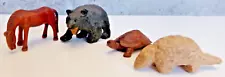 Collection of Hand Carved Animals Pangolin, Giant Tortoise,Black Bear,Horse