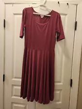 LuLaRoe Nicole Women's Dress Burgandy Solid LARGE NEW WITH TAGS