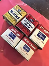 Vintage Kroger Spice Tins Tin Lot 5 Mustard Bay Leaves Poppy Seed