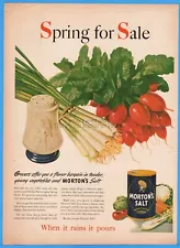 1944 Morton's Salt Spring for Sale Vegetables Salt Shaker 1940s Kitchen Decor Ad