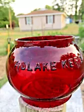 Vintage Adlake Kero red short globe for antique Railroad lanterns