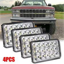 For Chevy Silverado 1988 1989 DOT 4x6" LED Headlights Hi/Lo White DRL Lamp 4pcs