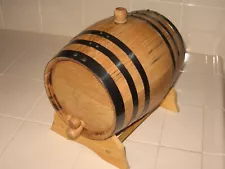 3 Liter Oak barrel with Black hoops great for whiskey, Tequila or Spirits