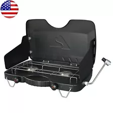 2 Burner Portable Propane Gas Camping Stove Indoor Outdoor 20,000 BTU Heat Black