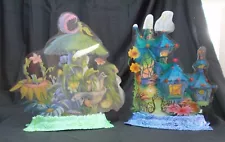 RARE Disney Fairies Plastic Backdrop Pieces with Stands for Play