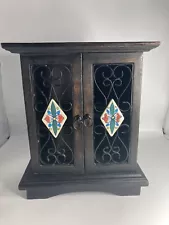 Vintage European Cabinet Wood Porcelain Iron Gorgeous Condition