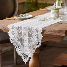 White Vintage Embroidered Lace Table Runner Doily Wedding Party Banquet Decor