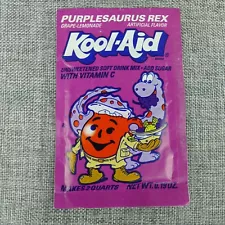 Purplesaurus Rex Kool-Aid Packet Vintage 80's 90's Unused .19 Oz Drink Mix HTF