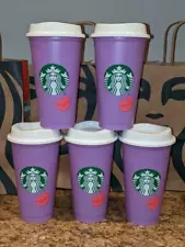 2x Starbucks Re-usable Valentines Cups NEW