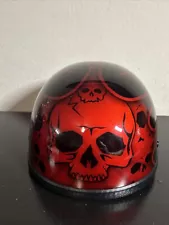 Half Shell NO DOT air brushed Red Skull Motorcycle Helmet Decorative Size XL