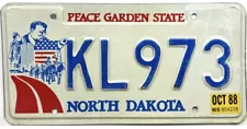 *99 CENT SALE* 1988 North Dakota TEDDY ROOSEVELT License Plate #KL973 No Reserve