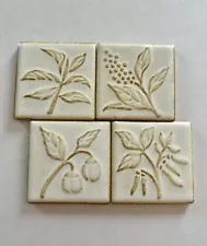 Ceramic Tile Textured Coaster Set Of 4 Nature Inspired Felt Backing