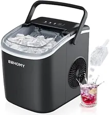 EUHOMY Countertop Ice Maker 26lbs in 24Hrs, 9 Ice Cubes Auto-Cleaning 6 mins go