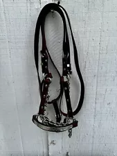 Vintage Leather Show Halter With Silver Accents And Leather Lead Beautiful!!