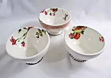 3 FRENCH CAFE AU LAIT COFFEE or Ice Cream Bowls Hand Painted Floral WORLD MARKET