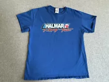 Racing Shirt Mens Medium Blue Short Sleeve Graphic Print Dirt Track Stock Car