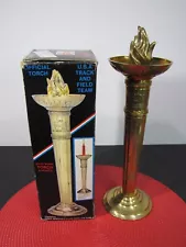 STUNNING VINTAGE 1984 OLYMPIC TORCH 13'' SOLID BRASS LOS ANGELES W/ BOX - NICE !