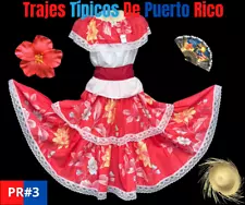 TRAJES TIPICOS FLOREADO DE PUERTO RICO, JIBARA PLENA PUERTORRIQUEÑA 3PC PR#3.