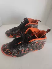 Nike Boy's Black Orange Molten Magma Lava Foamposite Sneaker Shoes Size 7Y