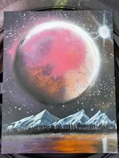 Stellar Serenity. Spray Paint Art 11x14 Inch Canvas. Signed.