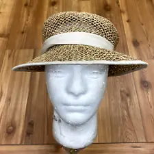 Brown Straw Ribbon Hat Band Unlined Summer Time Bonnet Hat Women's OSFA