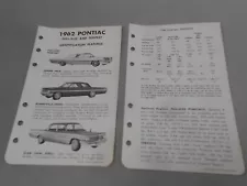 Vintage 1962 Pontiac Bonneville/Star Chief/Grand Prix/Catalina/Tempest Lit