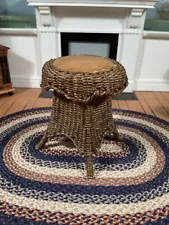 Miniature Artisan Signed Sondra Knight Wicker Round Table