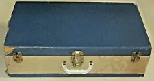 Vintage Cardboard Suitcase ~ Blue and gray~ 24"x14"x7"~One end damaged~PO~No Key