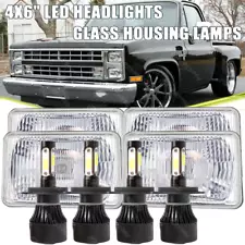 DOT 4"x6" H4 Black Led HeadlightS Sealed Hi/Lo For Chevy C10 Pickup Truck 81-87 (For: Chevrolet)