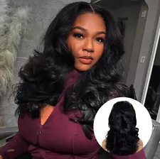 16" Bob Wig Human Hair Lace Front Wigs Pre Plucked Body Loose Wave Wear and Go