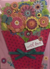 Papyrus Birthday Card - With Love Flowers ~Wishing You A Happy & Wonderful Bday