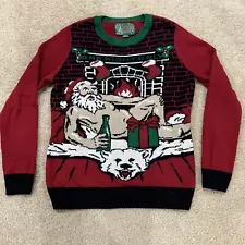 Naughty Santa Posing Naked One Night Only Hideous Ugly Christmas Sweater Small