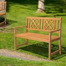 46.5" L Fir Outdoor Bench Wooden Chair Bench for Patio Garden Backyard Burlywood