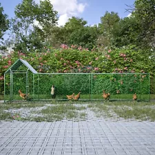 Metal Chicken Coop Run Backyard Hen House Poultry Habitat Cage w/Cover Pre-owned