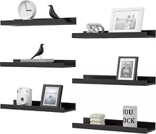 6 PACK Floating Shelves, Black Wall Shelves, Display Shelves for Wall Decor