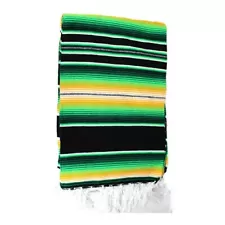 Green Sarape Serape Mexican Blanket Saltillo Southwestern 5' x 7' Yoga Throw