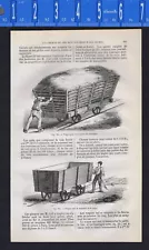 Antique Farm Wagons on rails, Pulpwood & Hay, French Agriculture -1865