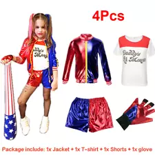 Girl Kids Harley Quinn Suicide Squad christmas Costume Cosplay Outfit Suit Dress