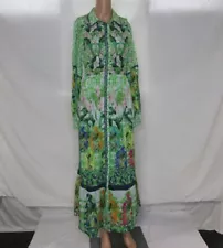 Anthropologie Women's Size M Collared Long Sleeve Maxi Dress Greem