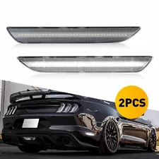 For 2015-2022 Ford Mustang LED Rear Bumper Side Marker Lights Clear Lens White