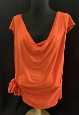 Sweet Pea By Stacy Frati For New York & Co. Coral Draped Neck Cap Sleeve Top - L