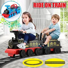 JOYLDIAS Black/Blue 6V Electric Ride On Train for 1-3years Kids w/Storage,Lights