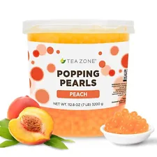 Tea Zone Peach Popping Pearls/ Bursting/ Popping Boba(B2061, 7 lbs) for Boba Tea