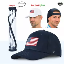 Baseball Cap for Men & Women USA American Flag Cotton Adjustable Plain Ball Caps