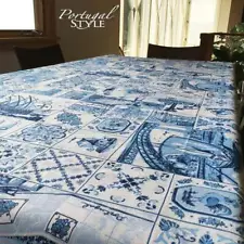 Portuguese Tiles 100% Cotton Tablecloth Made in Portugal - Free Shipping from US