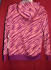 Just Be.. Women's Size XL Fleece Hoodie - Rose & Magenta Tiger Stripe NEW w/ TAG