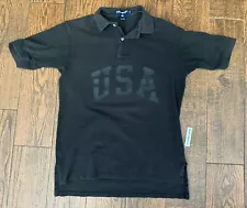 Vintage 90's Polo Sport Ralph Lauren Black on Black USA Flag - Made in USA Sz M