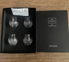 Lalique 100 Points Crystal Shot Glasses Set of 4 New in Box Handcrafted France