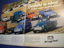 1953 GMC Pickup Suburban Delivery Stake Cab-over lrg-mag 2-pg full-line truck ad